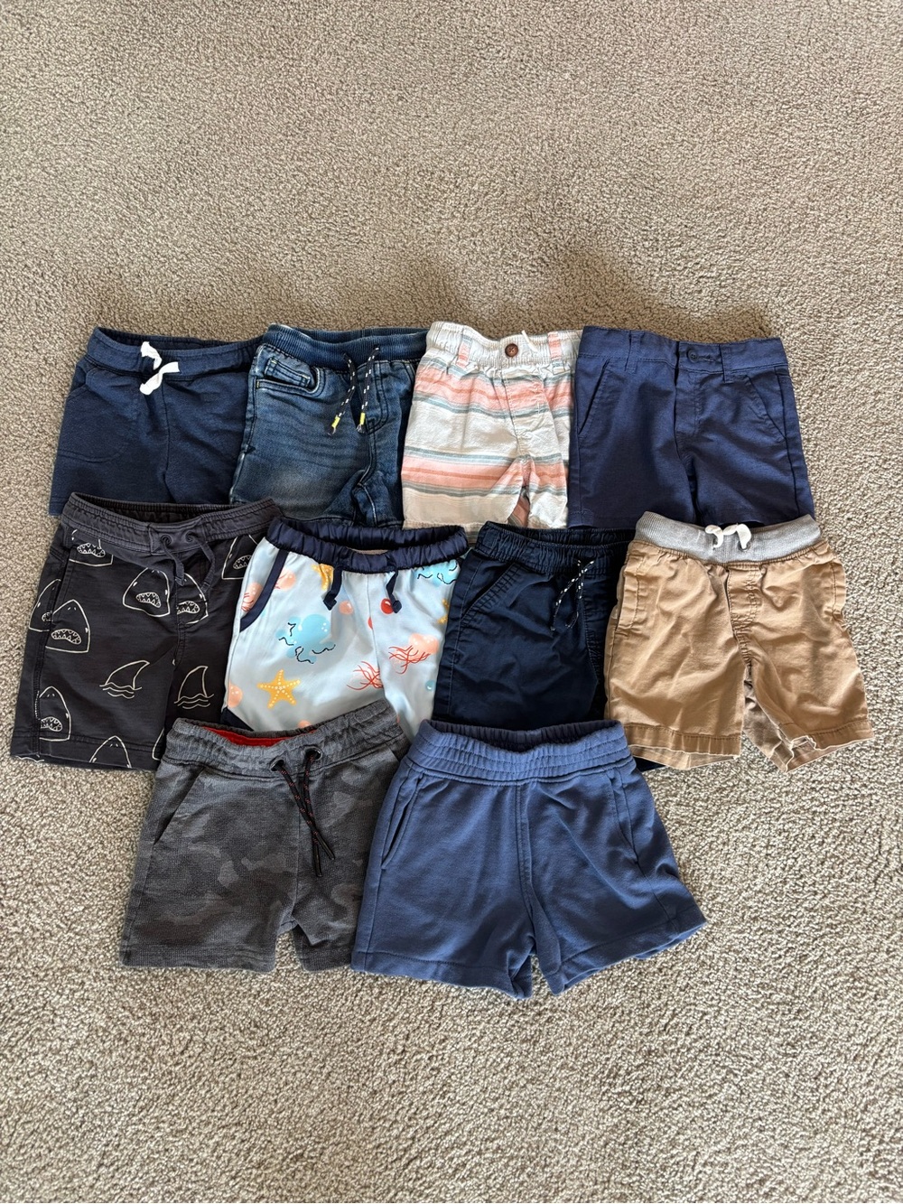 Kids' Mixed Color Casual Shorts Pack - Navy, Blue, Tan & Gray
